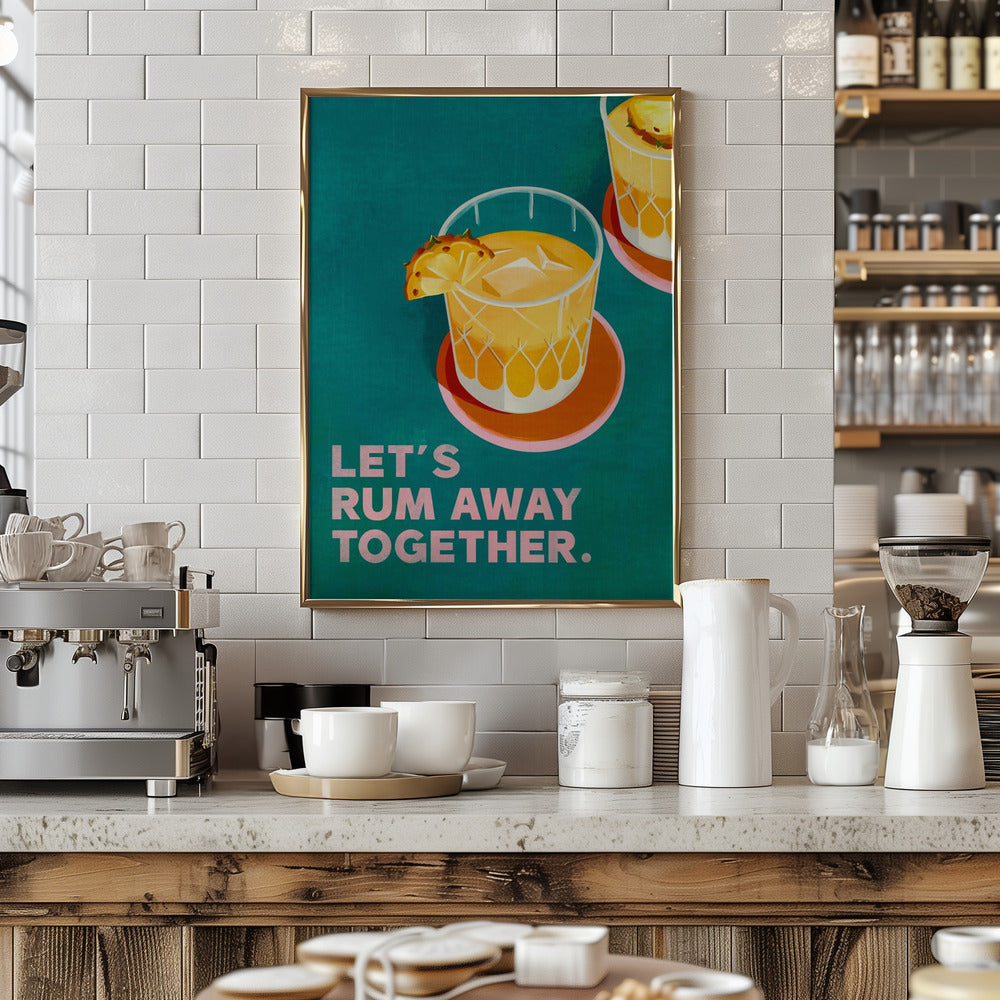 Rum Away Beach Bar Cocktail Art - Stretched Canvas, Poster or Fine Art Print I Heart Wall Art
