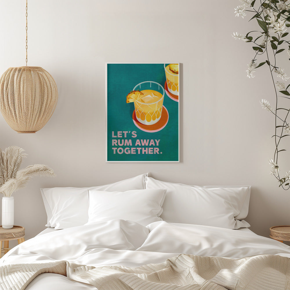 Rum Away Beach Bar Cocktail Art - Stretched Canvas, Poster or Fine Art Print I Heart Wall Art