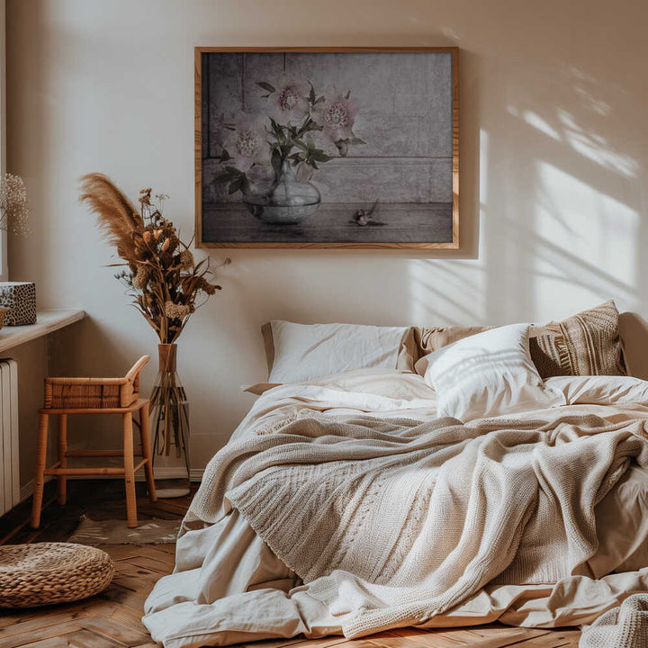 Rustic Hellebore Still Life - Floral Photographic Stretched Canvas Poster or Fine Art Print