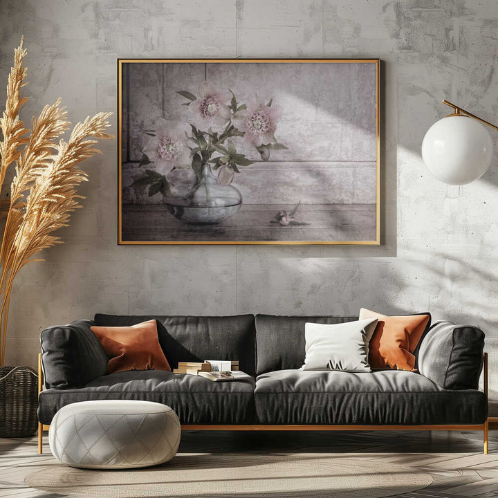Rustic Hellebore Still Life - Floral Photographic Stretched Canvas Poster or Fine Art Print