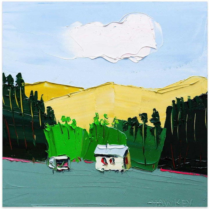 Rustic Mountain Home - Square Stretched Canvas, Poster or Fine Art Print by Angela Hawkey - I Heart Wall Art - Poster Print, Canvas Print or Framed Art Print