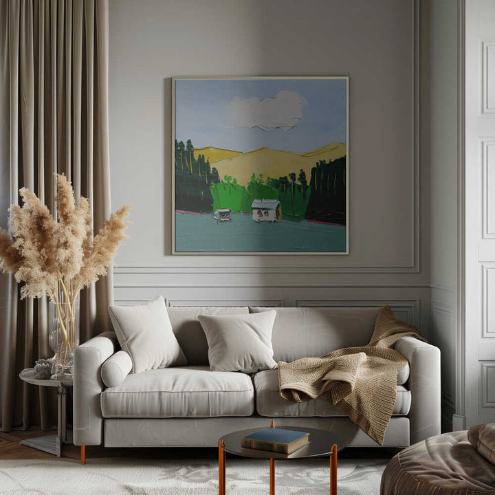 Rustic Mountain Home - Square Stretched Canvas, Poster or Fine Art Print by Angela Hawkey - I Heart Wall Art - Poster Print, Canvas Print or Framed Art Print