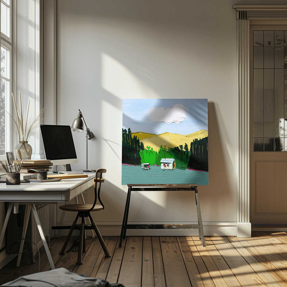 Rustic Mountain Home - Square Stretched Canvas, Poster or Fine Art Print by Angela Hawkey - I Heart Wall Art - Poster Print, Canvas Print or Framed Art Print
