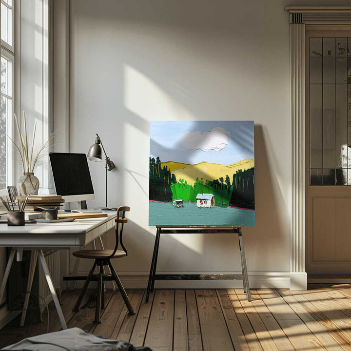 Rustic Mountain Home - Square Stretched Canvas, Poster or Fine Art Print by Angela Hawkey - I Heart Wall Art - Poster Print, Canvas Print or Framed Art Print