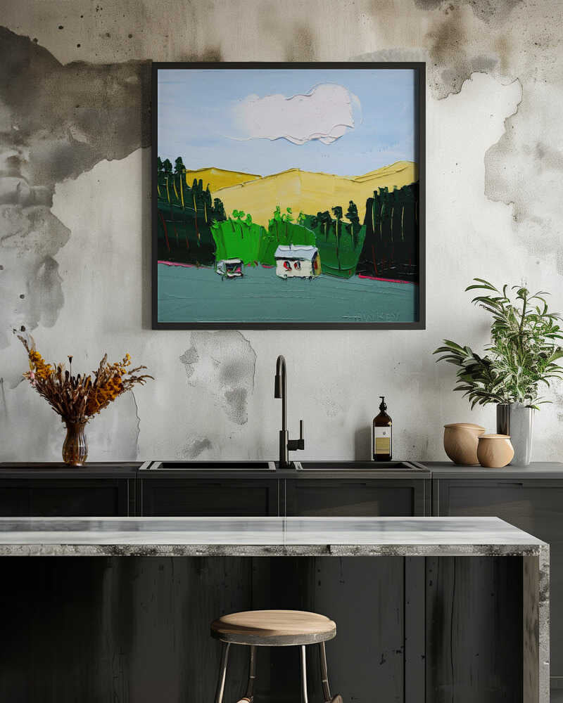 Rustic Mountain Home - Square Stretched Canvas, Poster or Fine Art Print by Angela Hawkey - I Heart Wall Art - Poster Print, Canvas Print or Framed Art Print