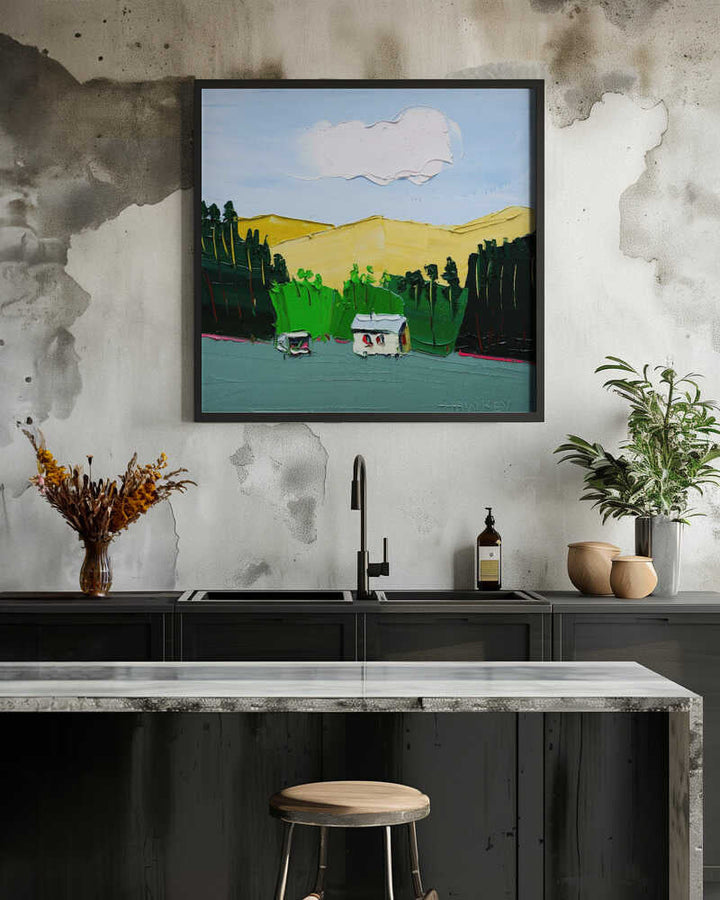 Rustic Mountain Home - Square Stretched Canvas, Poster or Fine Art Print by Angela Hawkey - I Heart Wall Art - Poster Print, Canvas Print or Framed Art Print