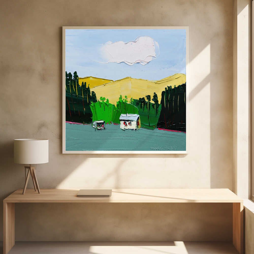 Rustic Mountain Home - Square Stretched Canvas, Poster or Fine Art Print by Angela Hawkey - I Heart Wall Art - Poster Print, Canvas Print or Framed Art Print