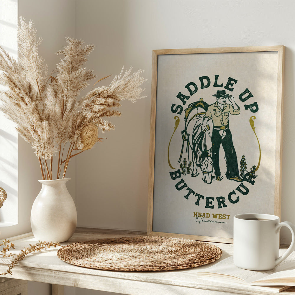 Saddle Up Buttercup Cowboy &amp;amp; Horse Art Print - Stretched Canvas, Poster or Fine Art Print I Heart Wall Art