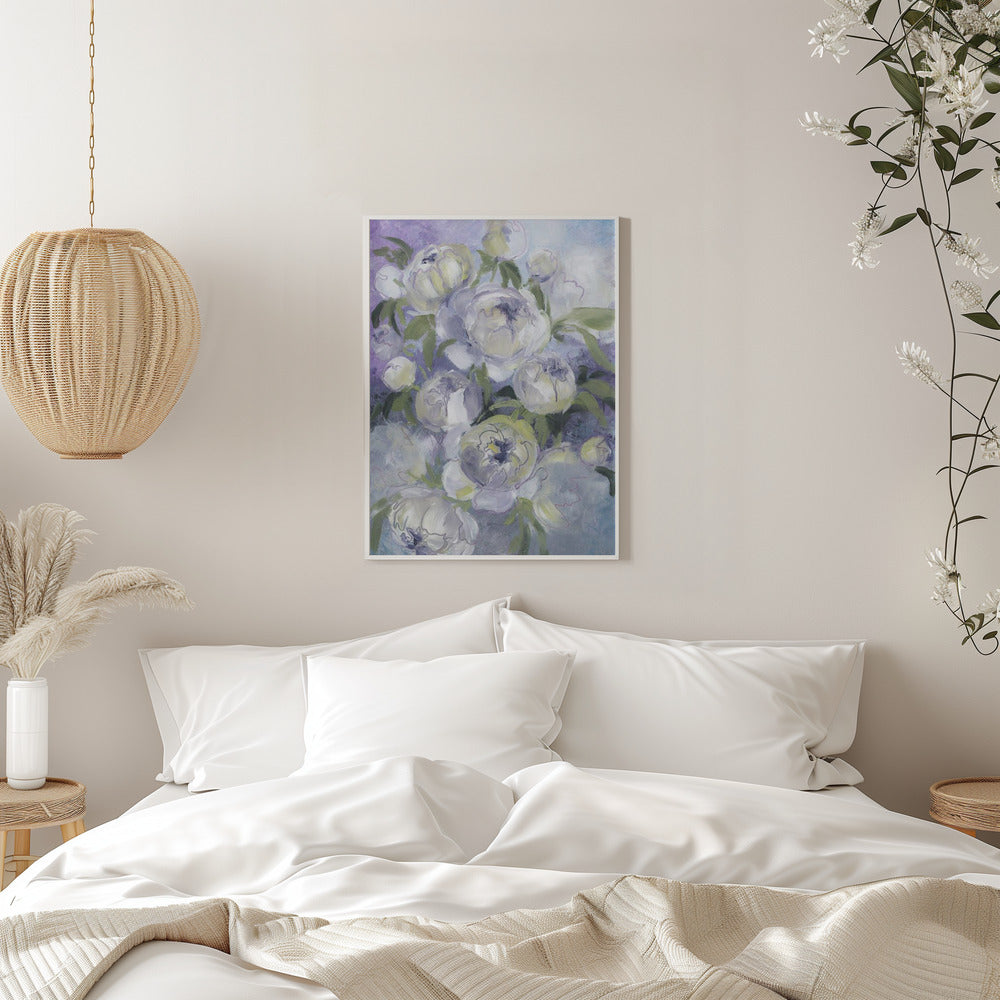 Sady painterly florals in violet - Stretched Canvas, Poster or Fine Art Print I Heart Wall Art