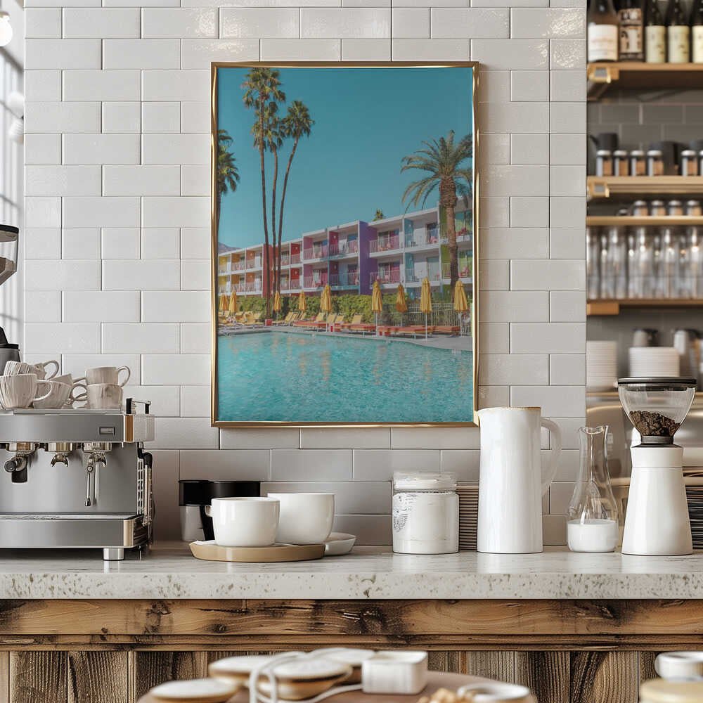 Saguaro Hotel Poolside in Palm Springs - Stretched Canvas, Poster or Fine Art Print - I Heart Wall Art - Poster Print, Canvas Print or Framed Art Print