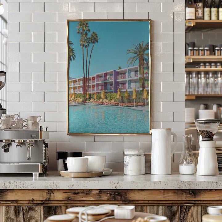 Saguaro Hotel Poolside in Palm Springs - Stretched Canvas, Poster or Fine Art Print - I Heart Wall Art - Poster Print, Canvas Print or Framed Art Print