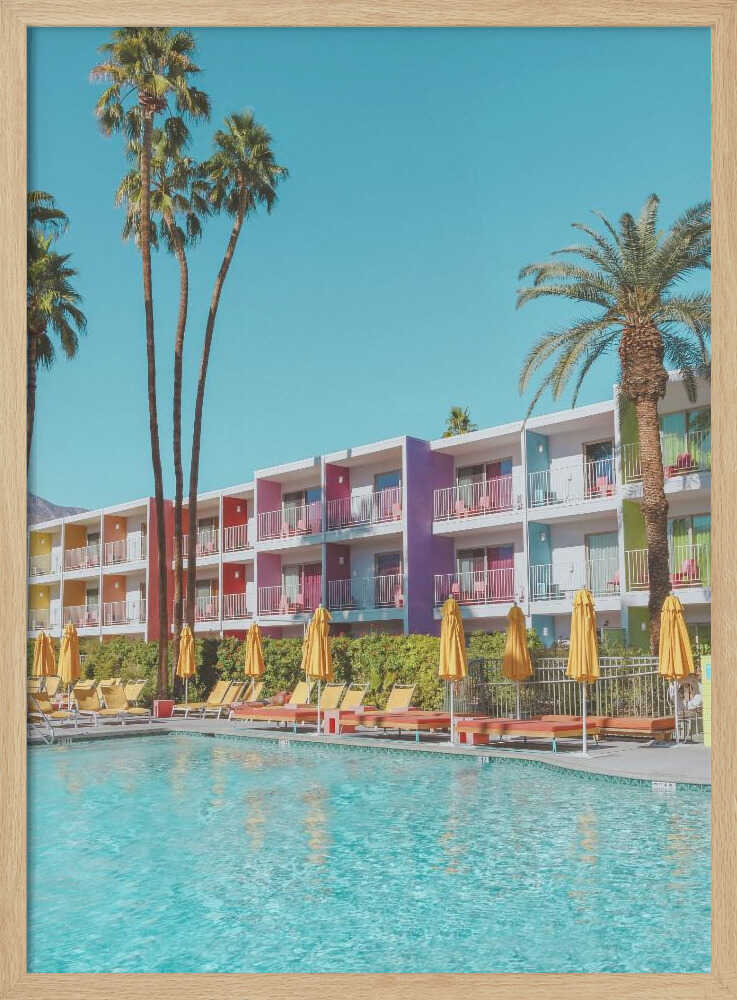 Saguaro Hotel Poolside in Palm Springs - Stretched Canvas, Poster or Fine Art Print - I Heart Wall Art - Poster Print, Canvas Print or Framed Art Print