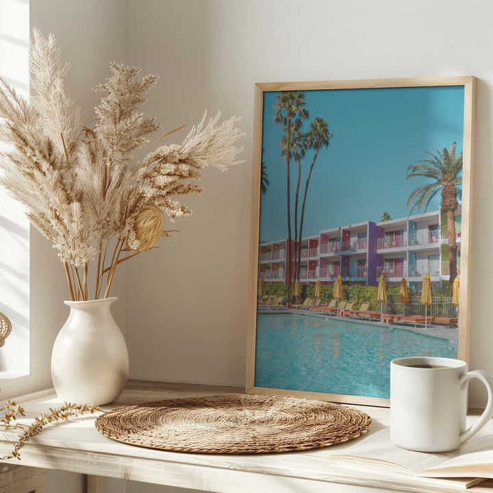 Saguaro Hotel Poolside in Palm Springs - Stretched Canvas, Poster or Fine Art Print - I Heart Wall Art - Poster Print, Canvas Print or Framed Art Print