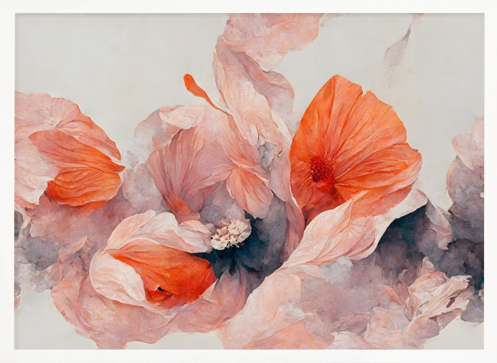 Salmon Flowers - Stretched Canvas, Poster or Fine Art Print I Heart Wall Art