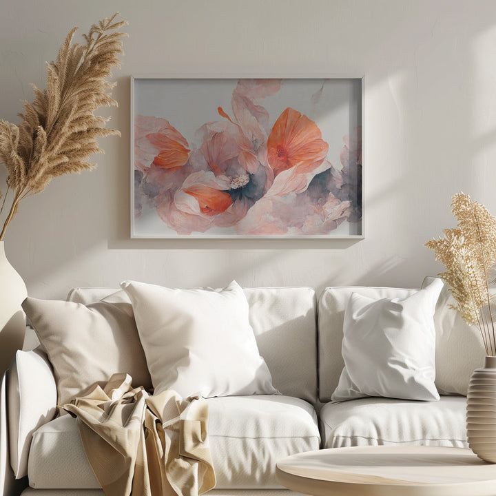 Salmon Flowers - Stretched Canvas, Poster or Fine Art Print I Heart Wall Art