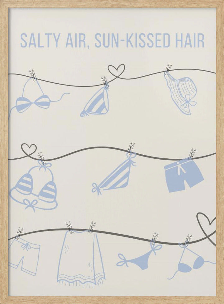 Salty Air - Clothesline - Parchment - Stretched Canvas, Poster or Fine Art Print I Heart Wall Art
