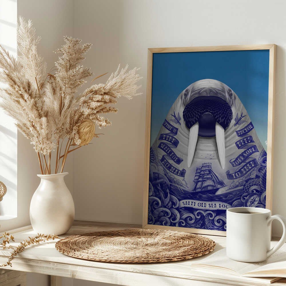 Salty Old Sea Dog - Stretched Canvas, Poster or Fine Art Print - I Heart Wall Art - Poster Print, Canvas Print or Framed Art Print