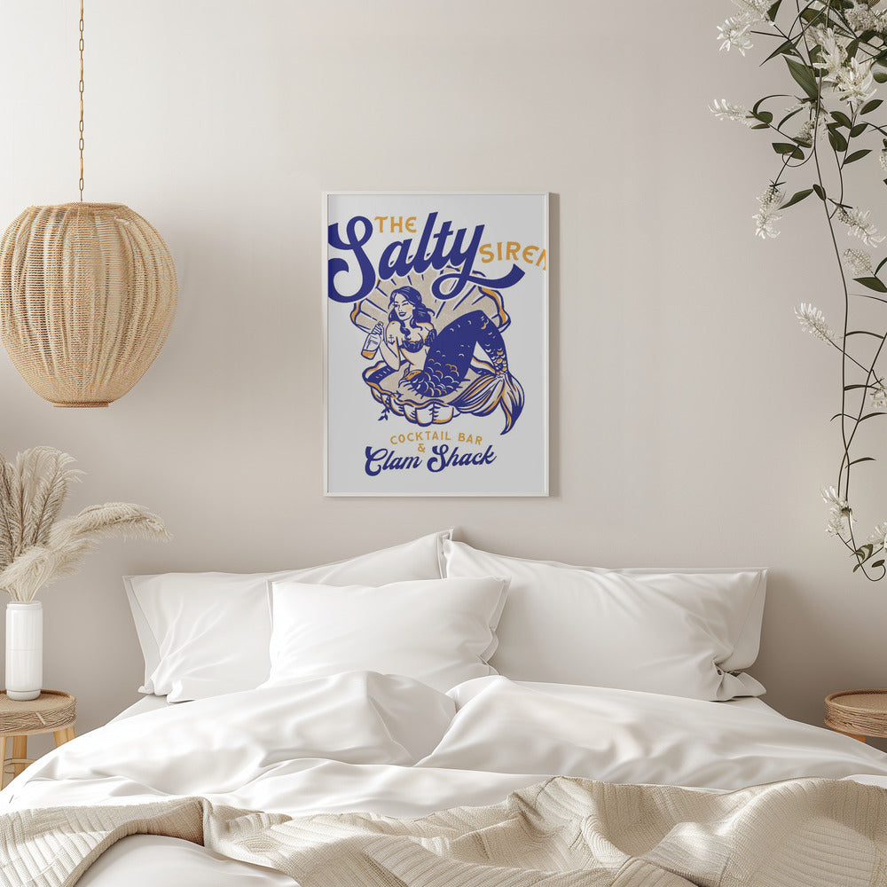 Salty Siren Cocktail Bar &amp;amp; Clam Shack Mermaid - Stretched Canvas, Poster or Fine Art Print I Heart Wall Art