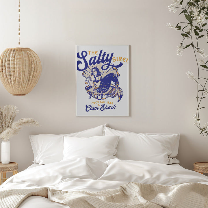 Salty Siren Cocktail Bar &amp;amp; Clam Shack Mermaid - Stretched Canvas, Poster or Fine Art Print I Heart Wall Art