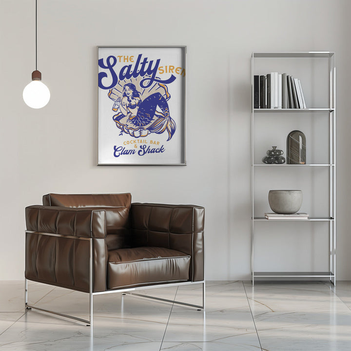 Salty Siren Cocktail Bar &amp;amp; Clam Shack Mermaid - Stretched Canvas, Poster or Fine Art Print I Heart Wall Art