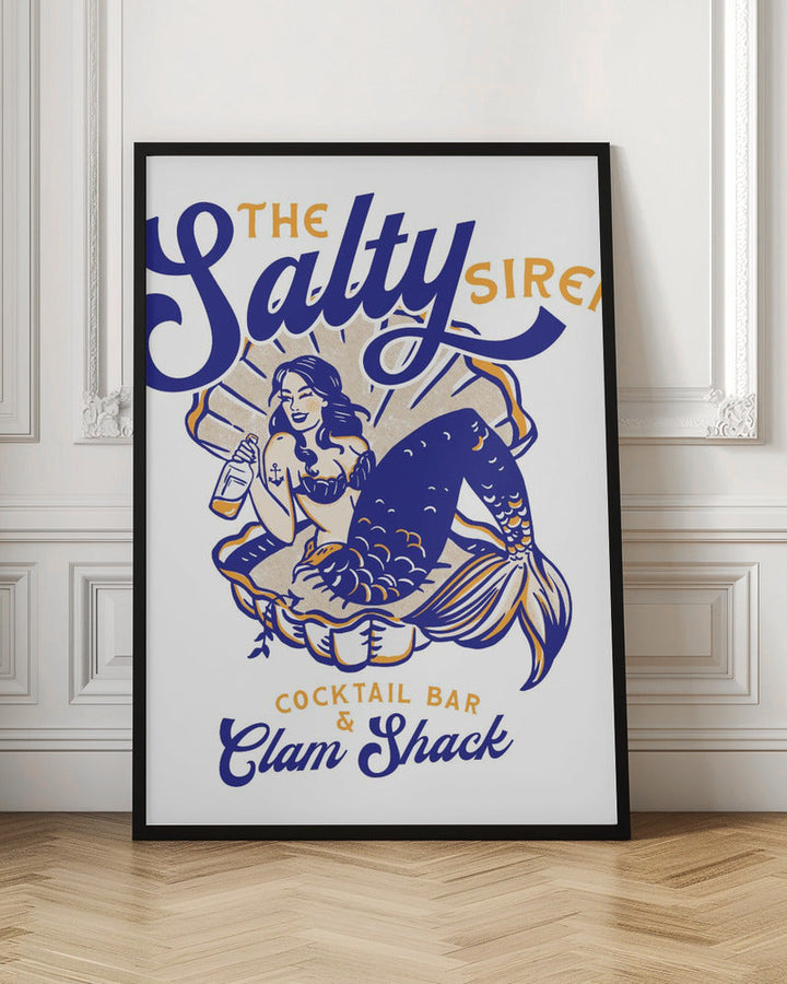 Salty Siren Cocktail Bar &amp;amp; Clam Shack Mermaid - Stretched Canvas, Poster or Fine Art Print I Heart Wall Art