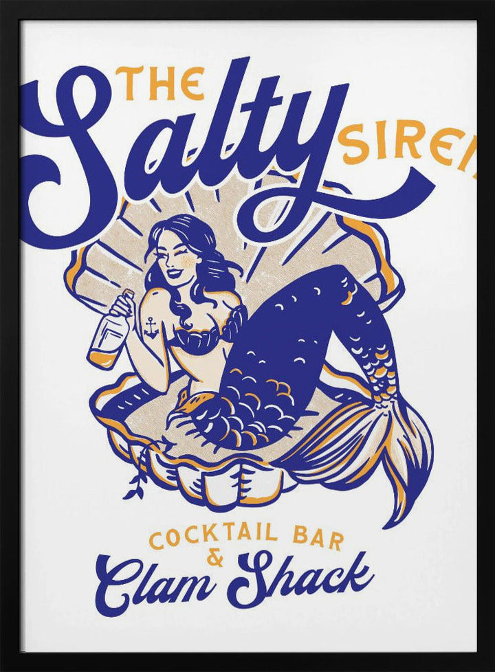 Salty Siren Cocktail Bar &amp;amp; Clam Shack Mermaid - Stretched Canvas, Poster or Fine Art Print I Heart Wall Art