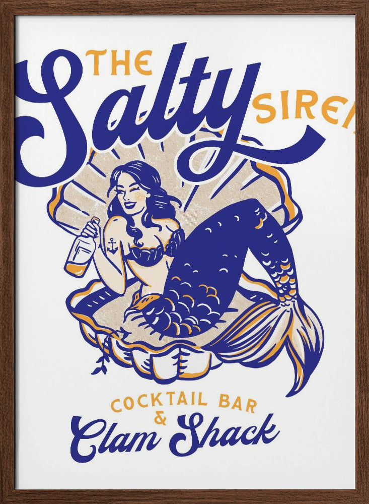 Salty Siren Cocktail Bar &amp;amp; Clam Shack Mermaid - Stretched Canvas, Poster or Fine Art Print I Heart Wall Art