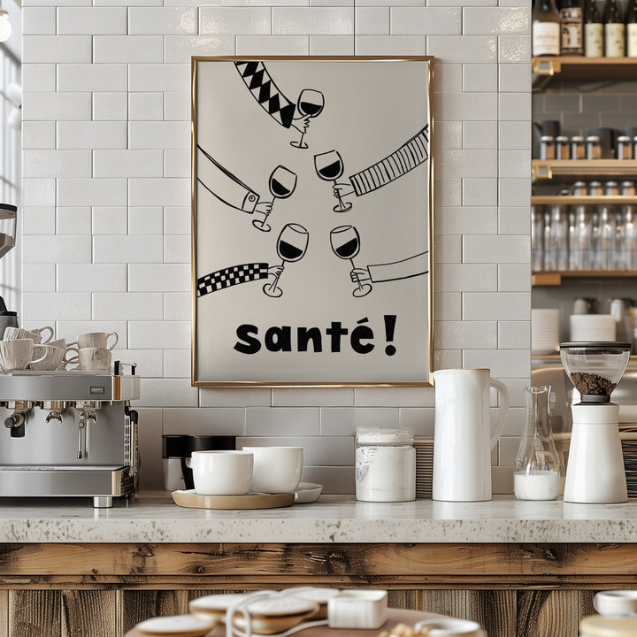 Santé Wine Party with Friends - Stretched Canvas, Poster or Fine Art Print I Heart Wall Art