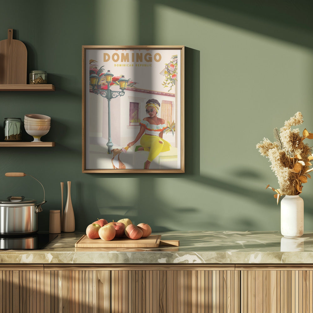 Santo Domingo Dominican Republic Woman &amp;amp; Dog - Stretched Canvas, Poster or Fine Art Print I Heart Wall Art