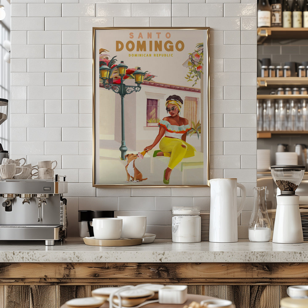 Santo Domingo Dominican Republic Woman &amp;amp; Dog - Stretched Canvas, Poster or Fine Art Print I Heart Wall Art