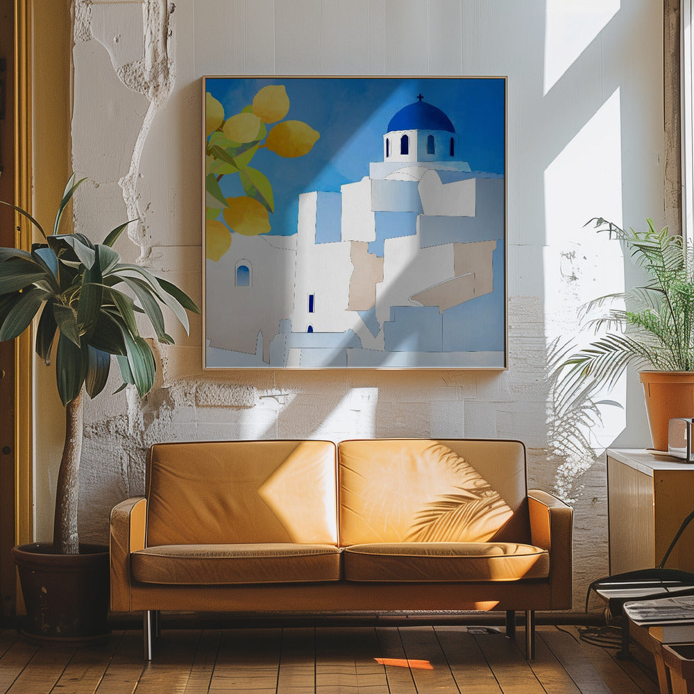 Santorini Neu - Square Stretched Canvas, Poster or Fine Art Print I Heart Wall Art
