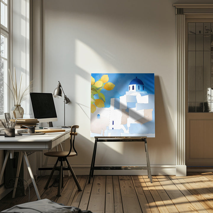 Santorini Neu - Square Stretched Canvas, Poster or Fine Art Print I Heart Wall Art