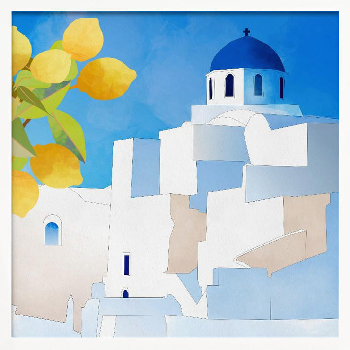 Santorini Neu - Square Stretched Canvas, Poster or Fine Art Print I Heart Wall Art