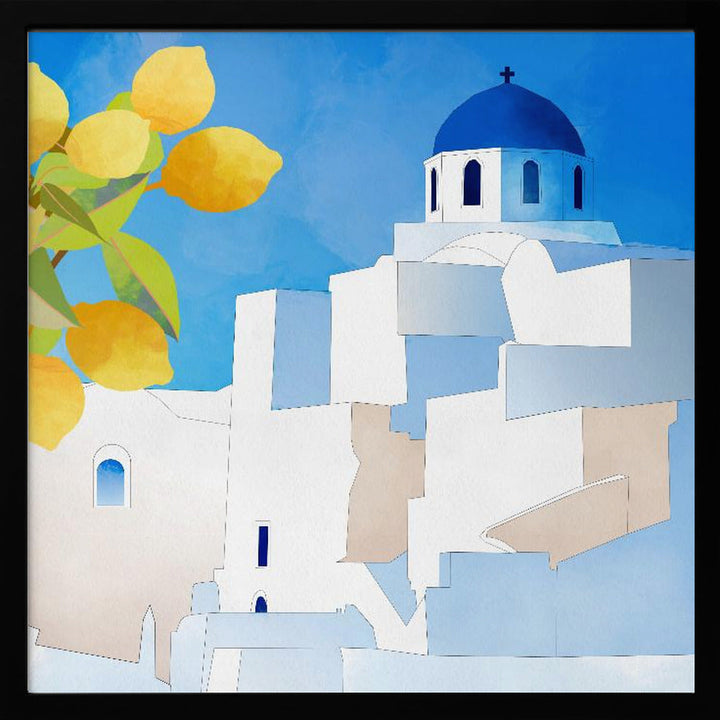 Santorini Neu - Square Stretched Canvas, Poster or Fine Art Print I Heart Wall Art