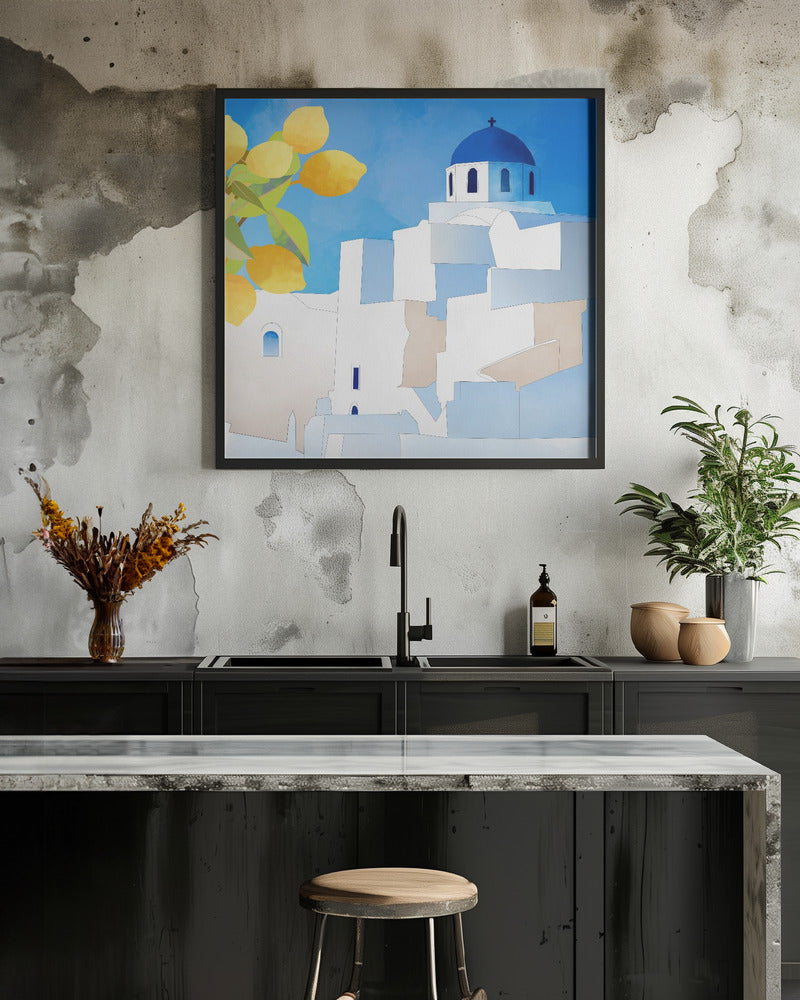Santorini Neu - Square Stretched Canvas, Poster or Fine Art Print I Heart Wall Art