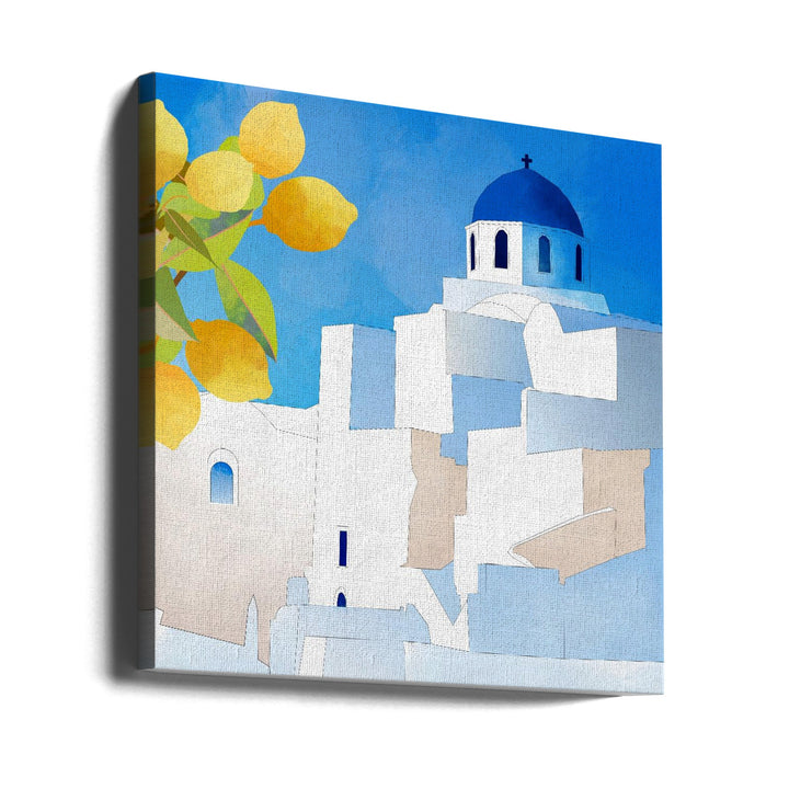 Santorini Neu - Square Stretched Canvas, Poster or Fine Art Print I Heart Wall Art