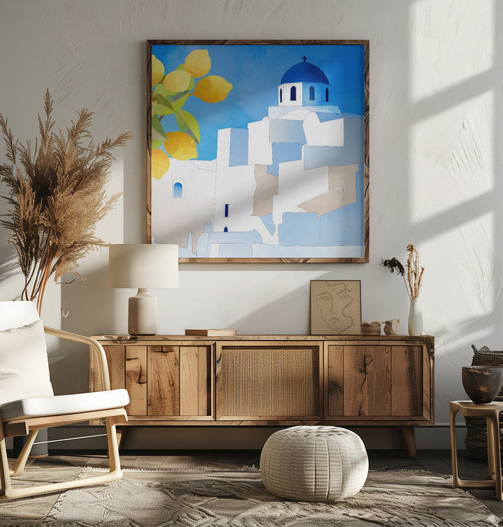 Santorini Neu - Square Stretched Canvas, Poster or Fine Art Print I Heart Wall Art