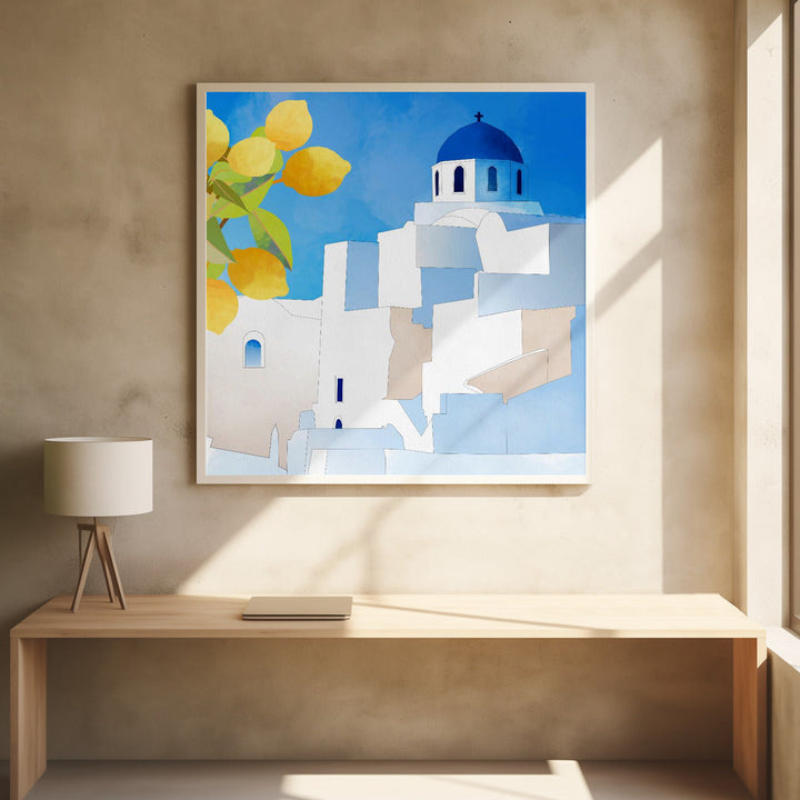 Santorini Neu - Square Stretched Canvas, Poster or Fine Art Print I Heart Wall Art