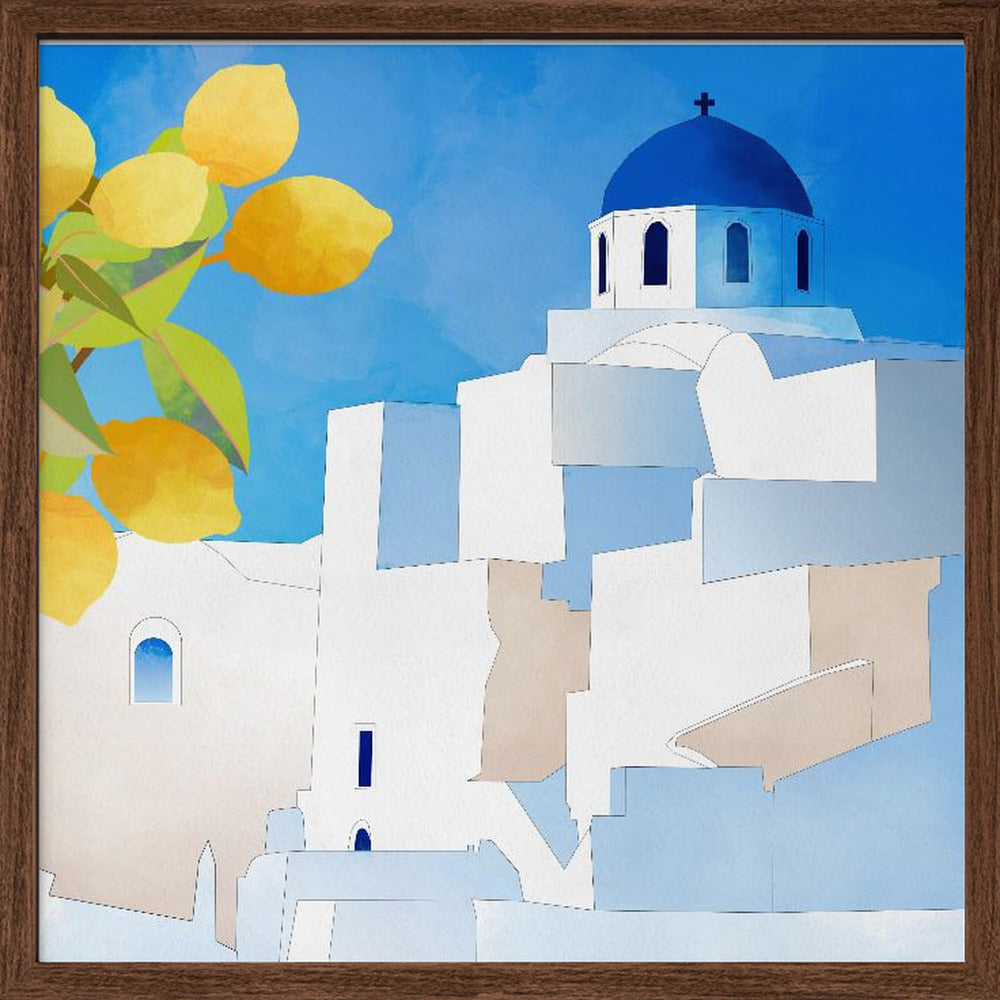 Santorini Neu - Square Stretched Canvas, Poster or Fine Art Print I Heart Wall Art