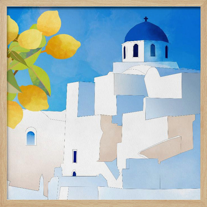 Santorini Neu - Square Stretched Canvas, Poster or Fine Art Print I Heart Wall Art