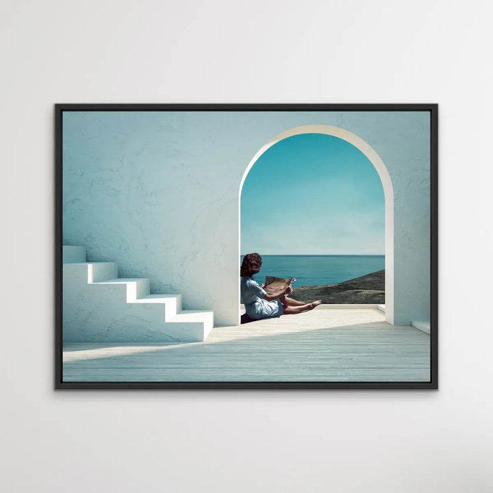 Santorini Summers - Print of Woman Under Arch By The Ocean - I Heart Wall Art