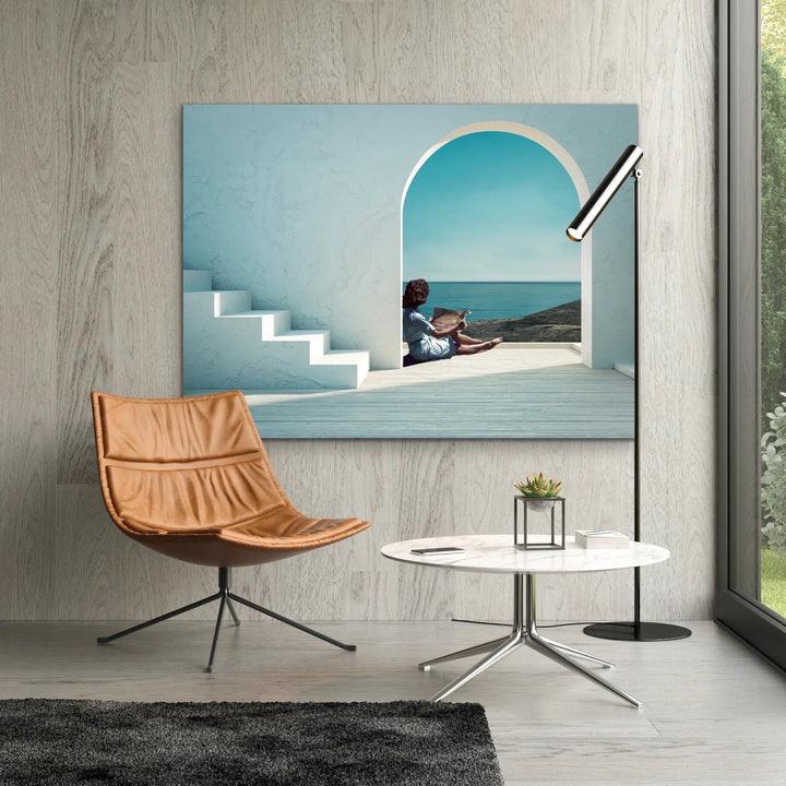 Santorini Summers - Print of Woman Under Arch By The Ocean - I Heart Wall Art