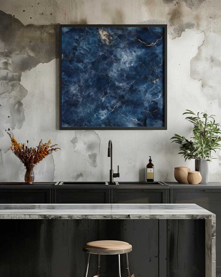 Sapphire Veined Marble - Square Stretched Canvas, Poster or Fine Art Print - I Heart Wall Art - Poster Print, Canvas Print or Framed Art Print