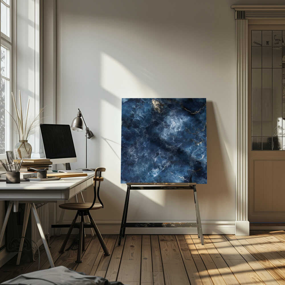 Sapphire Veined Marble - Square Stretched Canvas, Poster or Fine Art Print - I Heart Wall Art - Poster Print, Canvas Print or Framed Art Print
