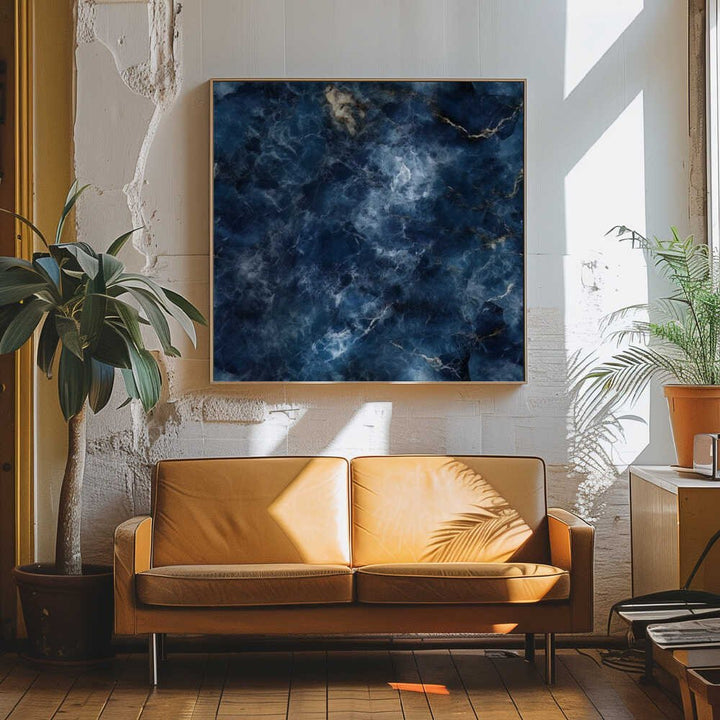 Sapphire Veined Marble - Square Stretched Canvas, Poster or Fine Art Print - I Heart Wall Art - Poster Print, Canvas Print or Framed Art Print