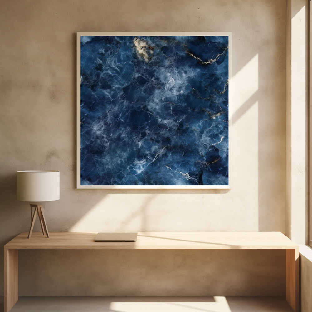 Sapphire Veined Marble - Square Stretched Canvas, Poster or Fine Art Print - I Heart Wall Art - Poster Print, Canvas Print or Framed Art Print
