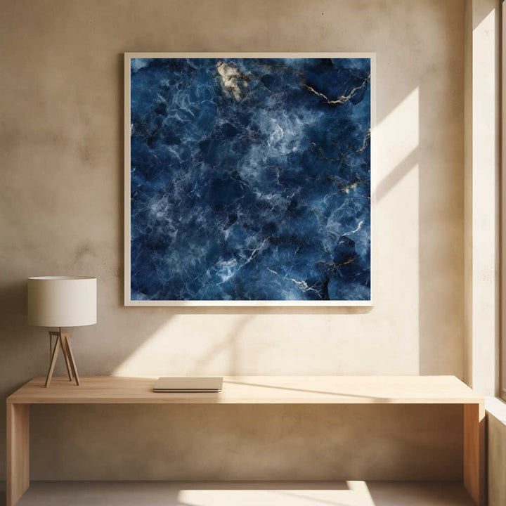Sapphire Veined Marble - Square Stretched Canvas, Poster or Fine Art Print - I Heart Wall Art - Poster Print, Canvas Print or Framed Art Print