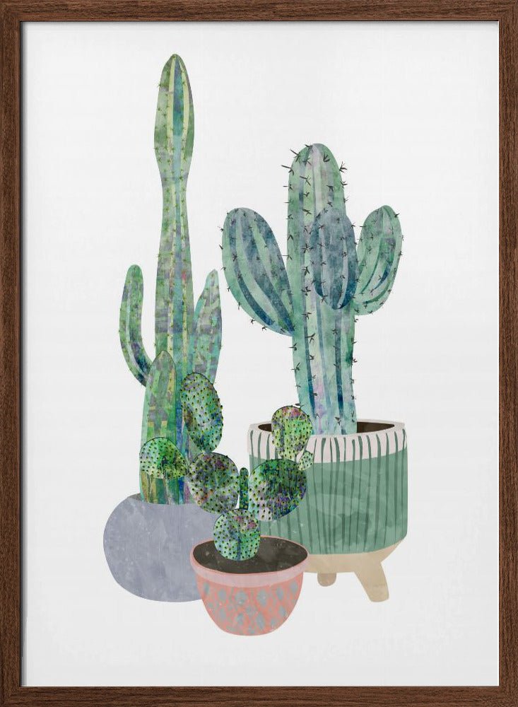 Scandi Japandi Cactus trio - Stretched Canvas, Poster or Fine Art Print - I Heart Wall Art - Poster Print, Canvas Print or Framed Art Print