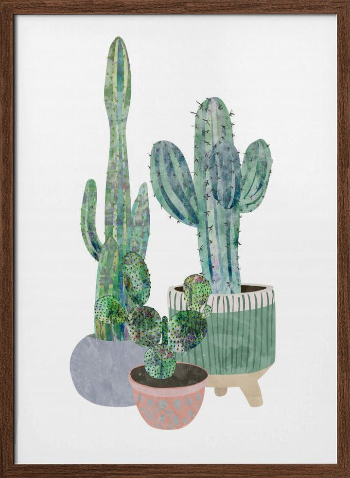 Scandi Japandi Cactus trio - Stretched Canvas, Poster or Fine Art Print - I Heart Wall Art - Poster Print, Canvas Print or Framed Art Print