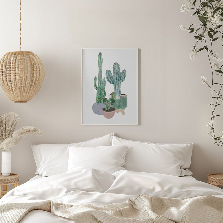 Scandi Japandi Cactus trio - Stretched Canvas, Poster or Fine Art Print - I Heart Wall Art - Poster Print, Canvas Print or Framed Art Print